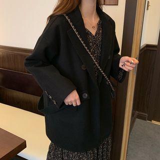 Notch Lapel Double-breasted Jacket Black - One Size