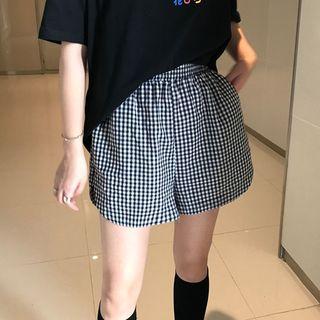 Plaid Shorts Plaid - Black & White - One Size