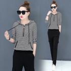 Set: Striped Hoodie + Plain Pants