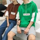 Couple Matching Elbow-sleeve Japanese Character Hoodie