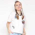 Embroidered Stand Collar Short-sleeve Shirt