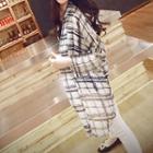 Check Open Front Chiffon Light Jacket