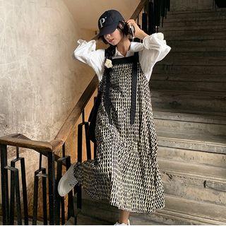 Sleeveless Print Midi Dress Black - One Size