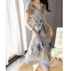 Short-sleeve Print Midi Dress / Sleeveless Mini Dress