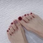 Print Pvc Faux Nail Tips J-86 - Glue - Red - One Size