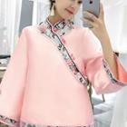 Traditional Chinese 3/4-sleeve Floral Cuff Top
