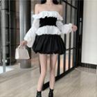 Ruffle Off-shoulder Blouse / Mini Skirt