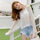 Two-tone Perforated Cardigan