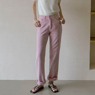 Pigment Washed Wide-leg Jeans