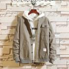 Buttoned Jacket / Letter Hoodie / Set