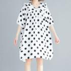 Dotted Elbow-sleeve A-line Dress As Shown In Figure - One Size