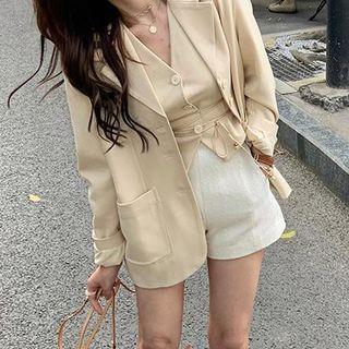 Single-breasted Blazer / Tie-waist Vest