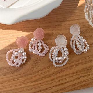 Rose Flower Pearl Earring