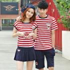 Couple Matching Set: Short-sleeve T-shirt + Shorts / Pleated Skirt