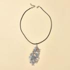 Feather Pendant Necklace 13591 - Silver - One Size