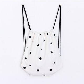 Drawstring Dotted Canvas Shopper Bag
