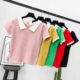 Beaded Colorblock Polo Shirt