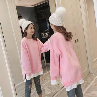 Mock Two-piece Dip Back Sweatshirt