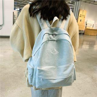 Embroidered Canvas Backpack Blue - 19