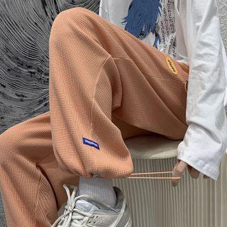 Lettering Waffle Pattern Sweatpants