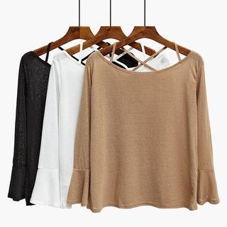 Cross Strap Long Sleeve Knit Top