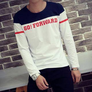 Colour Block Letter Long-sleeve T-shirt