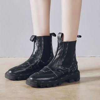 Stitch Detailed Chunky Heel Ankle Boots