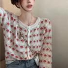 Floral Embroidered Cardigan Sweater - Flower - One Size