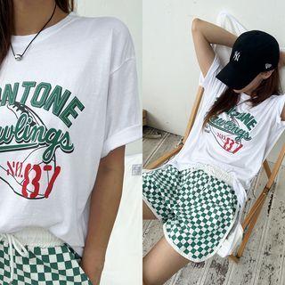 Letter Graphic Print Longline T-shirt White - One Size