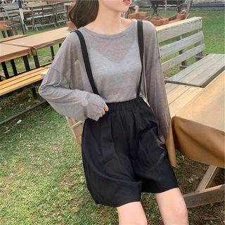 Long-sleeve Plain T-shirt / Plain Playsuit