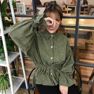 Ruffle Hem Corduroy Shirt