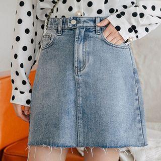 Denim Mini Straight-fit Skirt