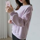Lace-patch Brushed-fleece Lined Sweatshirt