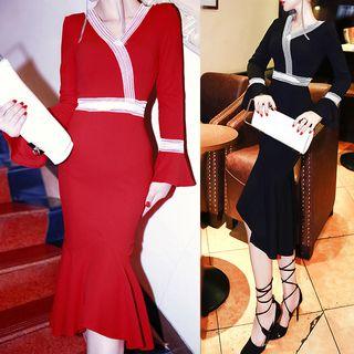 Contrast-trim Mermaid Midi Dress