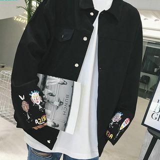 Printed Sleeve Button Jacket