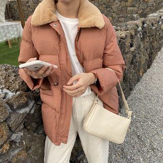 Tie-waist Shearling Padded Coat