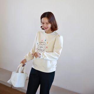 Puff-shoulder Letter Sweatshirt