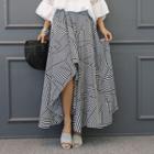 Asymmetric-hem Patterned Long Skirt