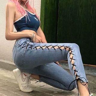 Side-tie Slim-fit Jeans