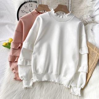 Frill Trim Mock-neck Sweatshirt