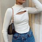 Plain Perforated Long-sleeve Jumper Top