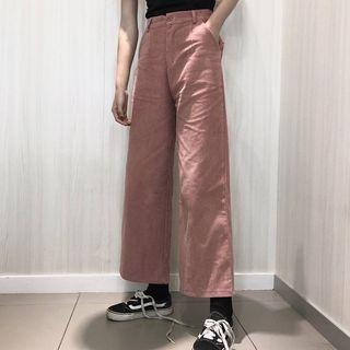 Corduroy High-waist Wide-leg Pants