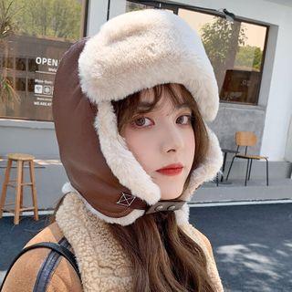 Faux Leather Faux Fur Trapper Hat