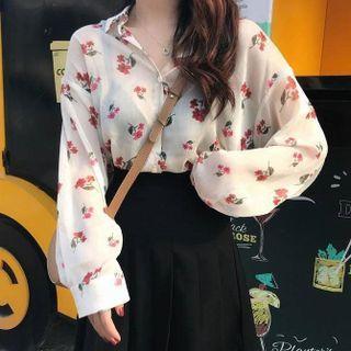 Long-sleeve Floral Loose Fit Chiffon Light Shirt