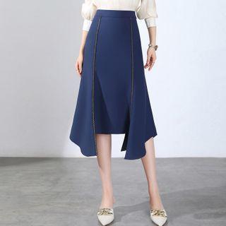 Paneled Rhinestone A-line Skirt