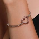 Rhinestone Heart Bracelet 01 - 6846 - Gold - One Size