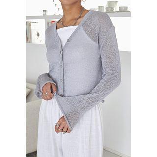 Colored Sheer Cropped Cardigan
