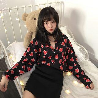 Heart Pattern Loose-fit Shirt