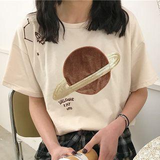 Embroidered Planet Short-sleeve T-shirt