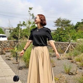 Puff-sleeve Bow-accent Top